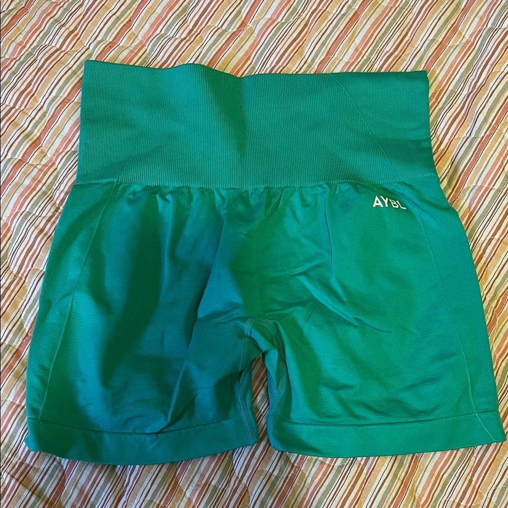 New AYBL Vibrant Aqua Green Workout Shorts